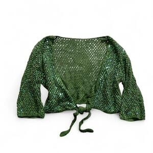 Beautiful green mermaid sequin tie front bolero top size S